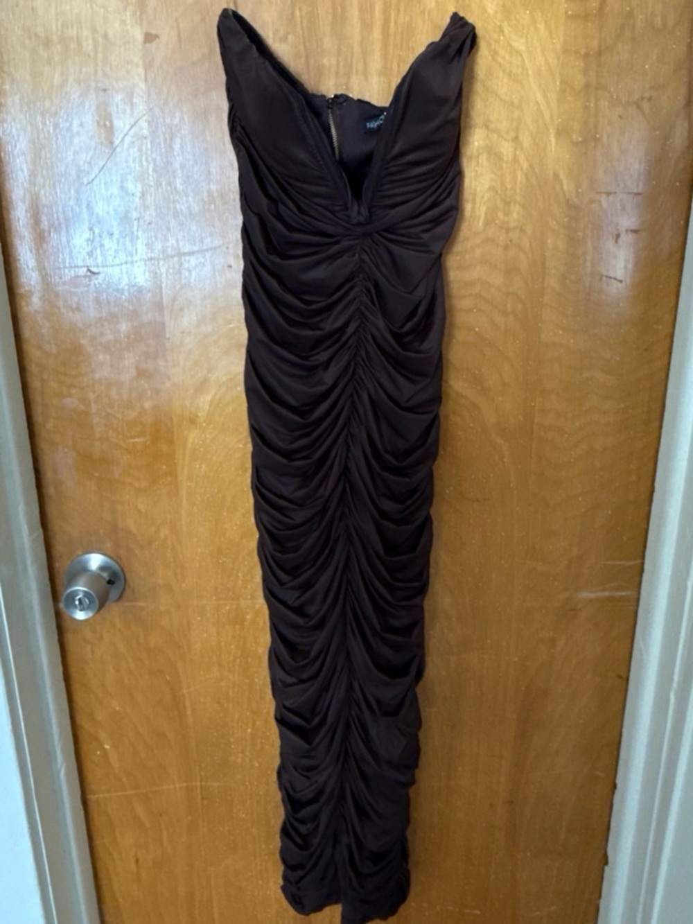 Fashion Nova Brown Ruched Maxi Dress